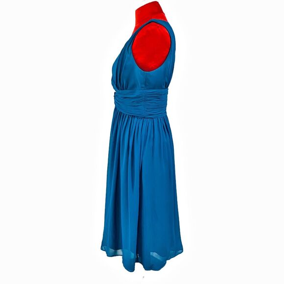 Donna Morgan size 6 Teal Blue Silk Chiffon Cocktail Party Dress Flowing Romantic - Picture 2 of 7